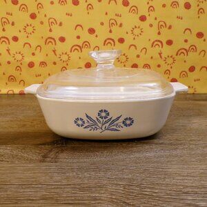 Corning Ware VTG Blue Cornflower P-1-B 7" 1 Qt Casserole Dish w/Pyrex Lid A7C